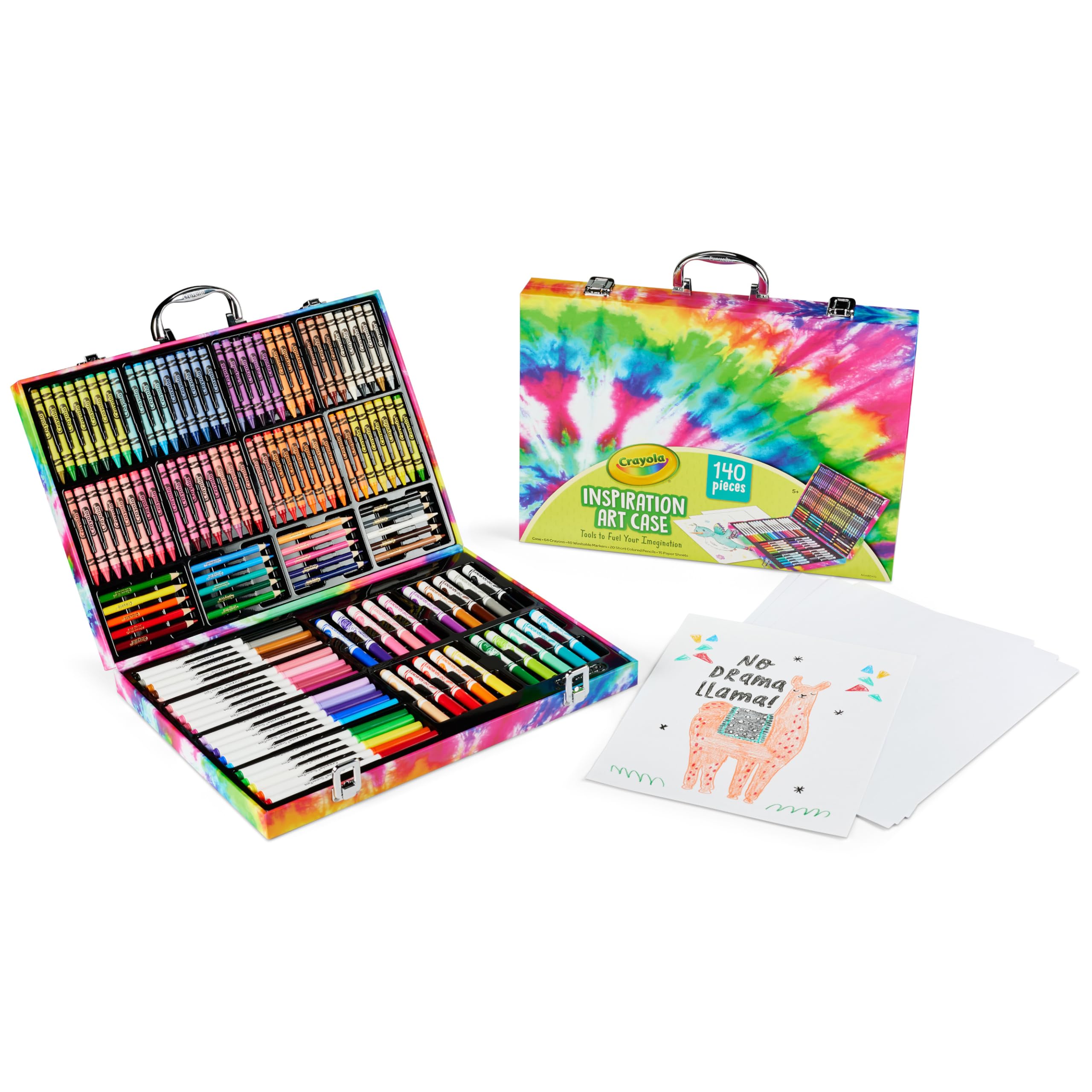 Crayola Inspiration Art Case Coloring Set - Tie-Dye (140ct), Art Supplies Set For Kids, Travel Drawing Kit, Holiday & Christmas Gift for Girls & Boys, Ages 5+ [Amazon Exclusive]
