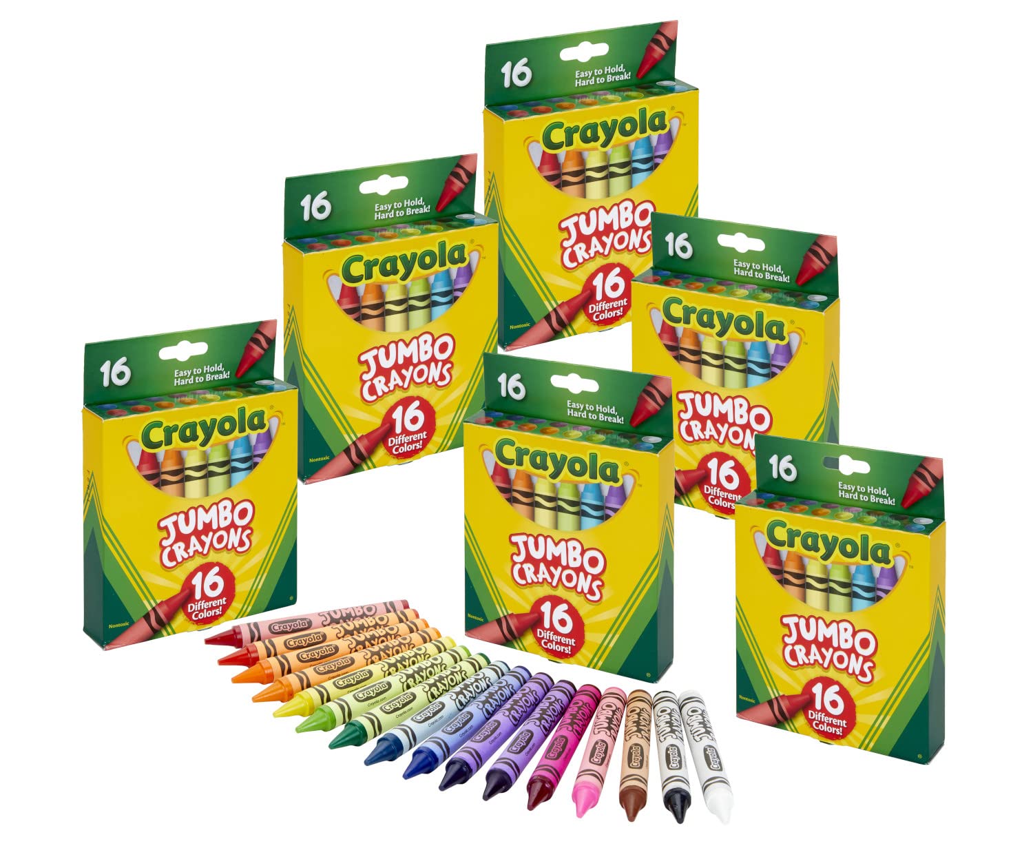 Crayola Jumbo Crayons Bulk, 6 Sets of 16 Large Crayons for Toddlers & Kids, School Supplies, Gifts [Amazon Exclusive]