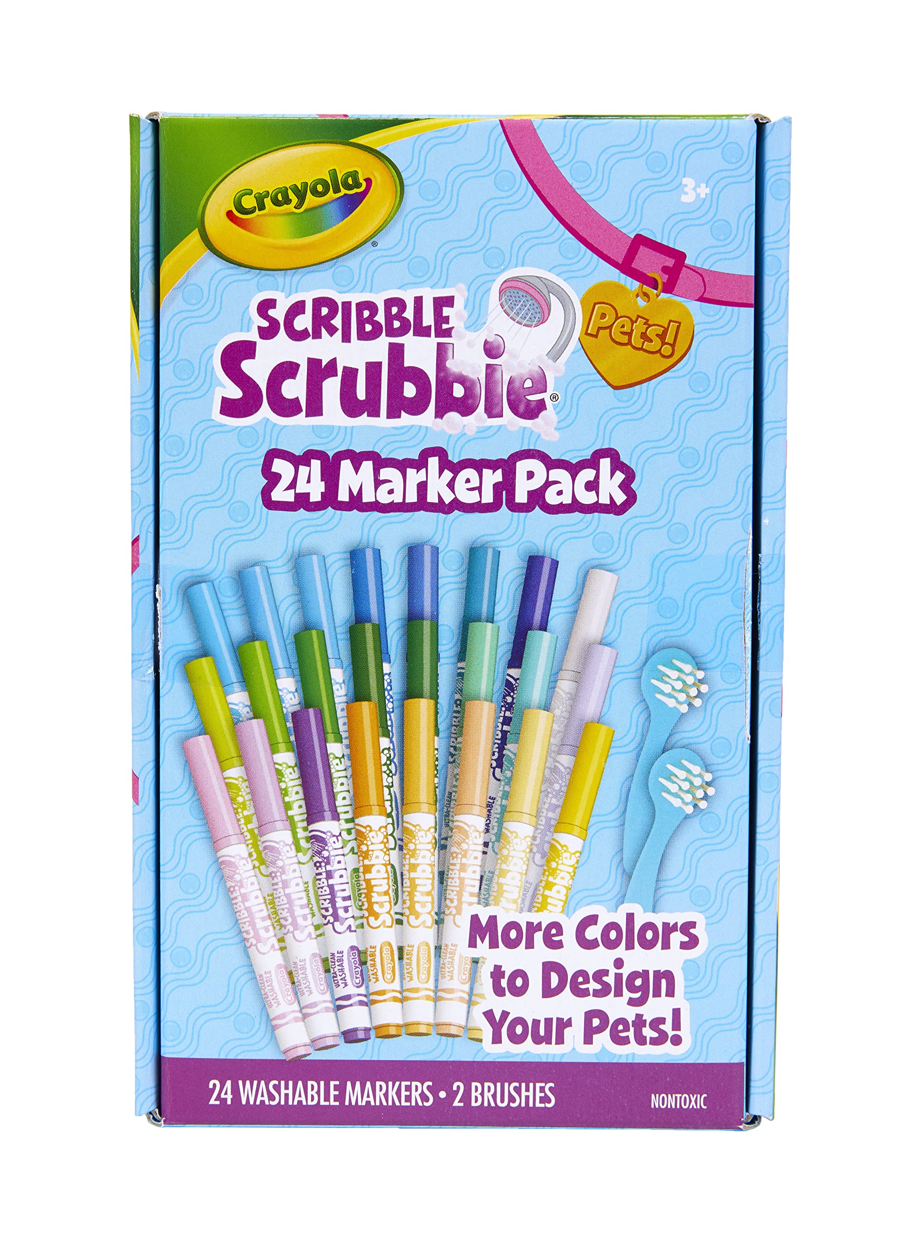 Crayola Scribble Scrubbie Pets Marker Refill & Expansion Set - 24 Washable Markers For Kids, Stocking Stuffers for Kids, Christmas Gifts For Girls & Boys [Amazon Exclusive]