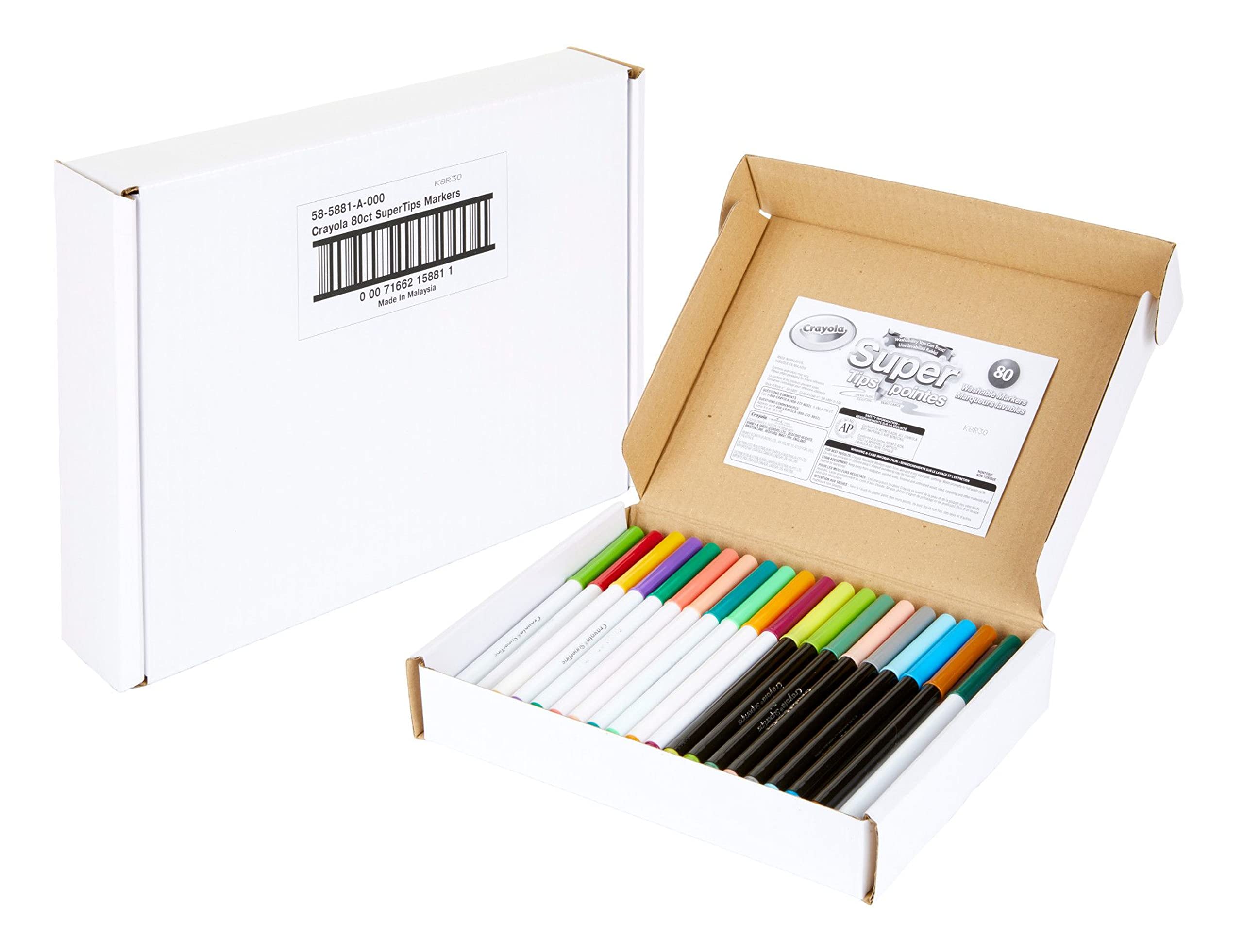 Crayola Supertips Washable Markers (80ct), Bulk Teacher Supplies for Classrooms, Kids Markers for Back to School, Ages 3+ [Amazon Exclusive]