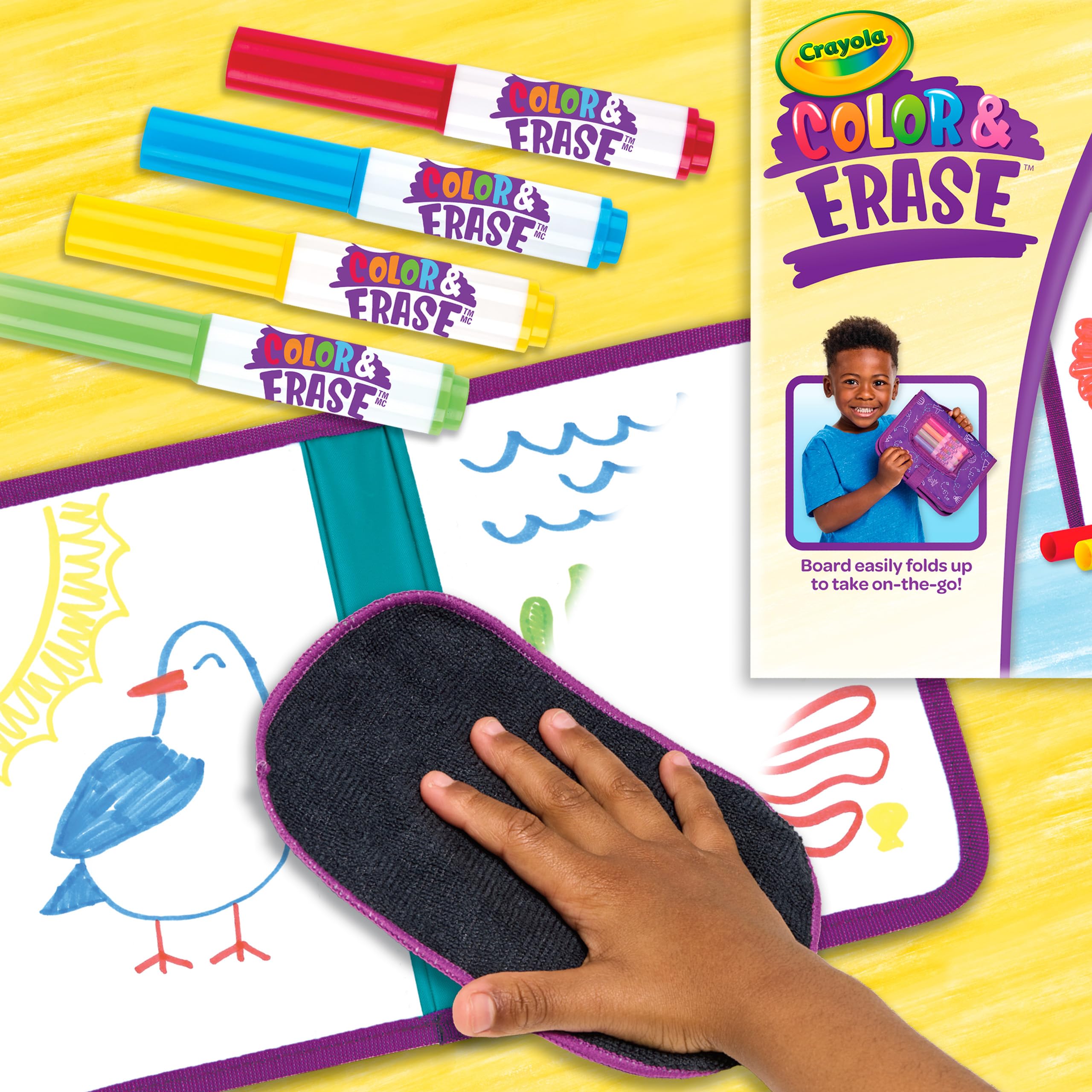 Crayola Color & Erase Drawing Board for Kids, Travel Coloring Kit, Drawing Toy, Toddler Coloring Set, Gift for Kids, 3+