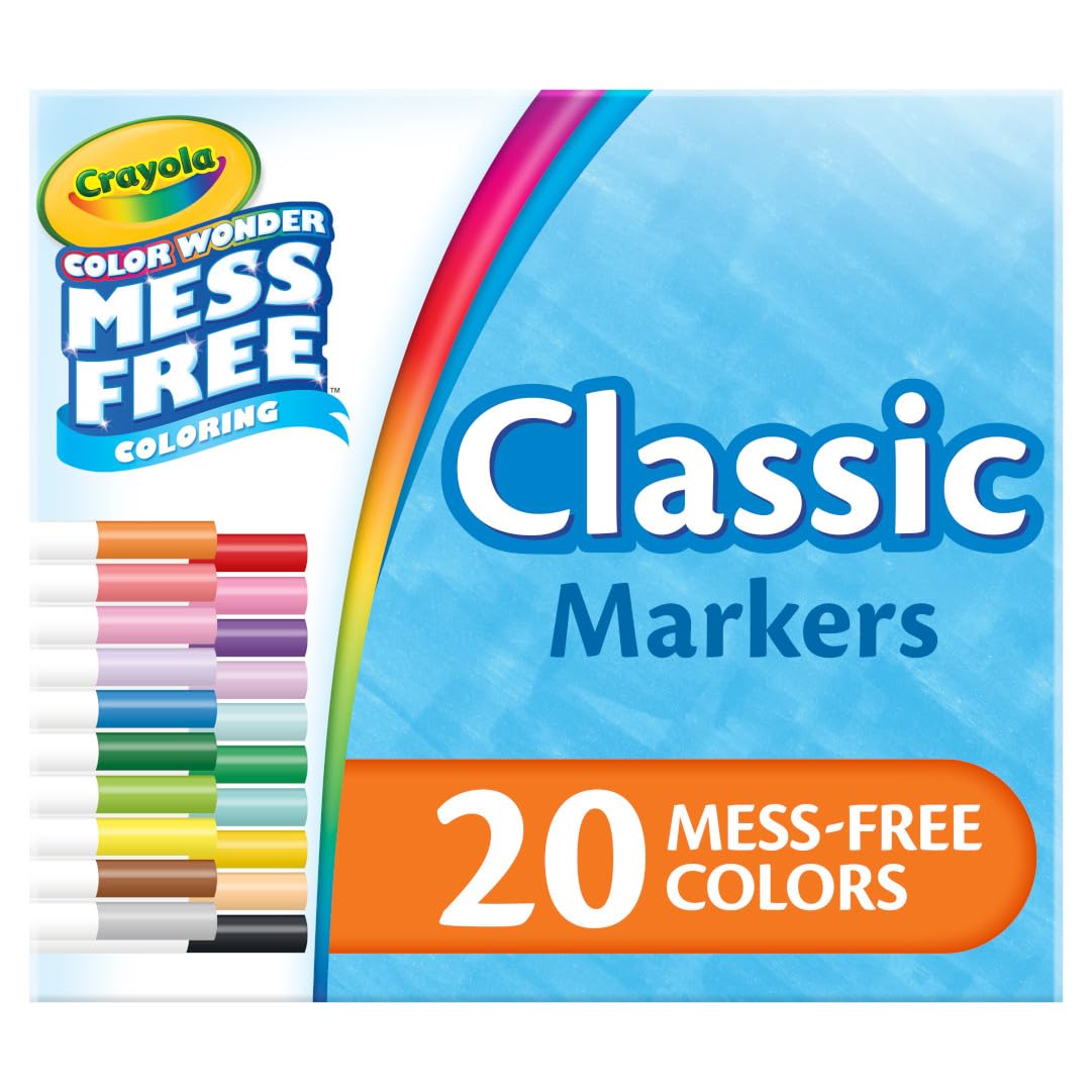 Crayola Color Wonder Marker Refill Set (20ct), Mess Free Broad Line Markers for Toddlers, Mess Free Coloring for Kids, Toddler Gifts
