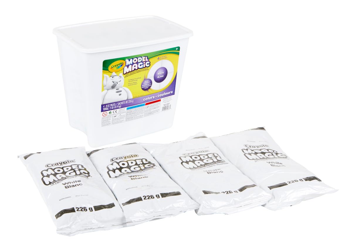 Crayola Model Magic White, 4-Pack (8 oz Each) – Air-Dry Modeling Clay Alternative for Kids, Christmas Gifts for Grandkids & Toddlers, Reusable Sculpting Material