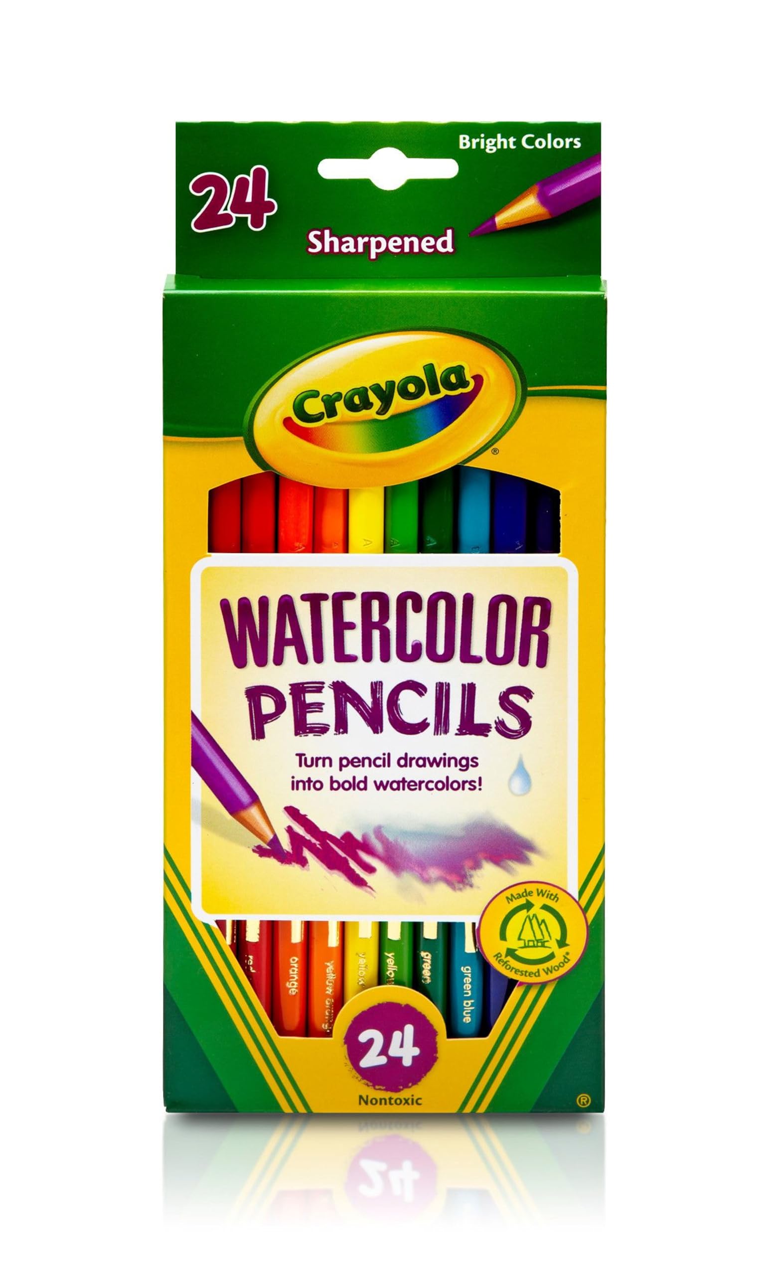 Crayola Watercolor Colored Pencils (24ct), Watercolor Paint Alternative, Watercolor Pencil Set for Kids, Art Supplies, Gift for Kids, 3+