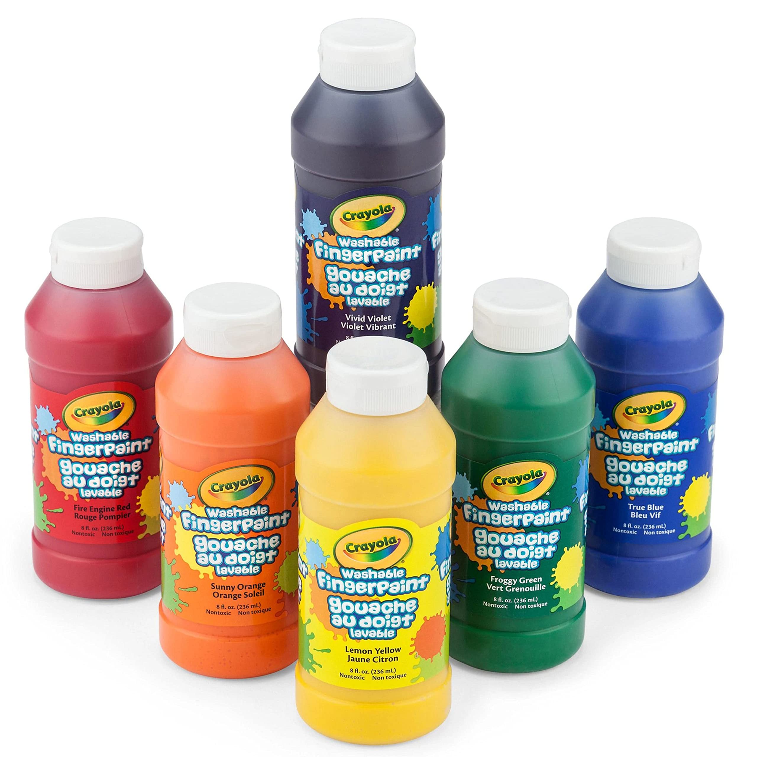 Crayola Washable Finger Paints (6ct), Toddler Paint Set, Nontoxic Finger Paint for Kids, Arts & Crafts Supplies for Toddlers, Teacher Classroom Must Have [Amazon Exclusive]