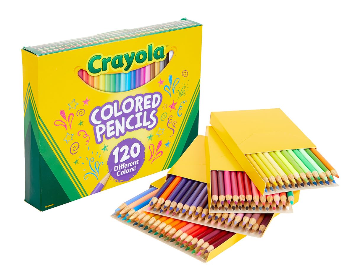 Crayola Colored Pencils Set (120ct), Coloring Book Pencils, Kids Classroom Art Supplies, Bulk Colored Pencils, Presharpened, Gifts for Kids, Ages 3, 4, 5